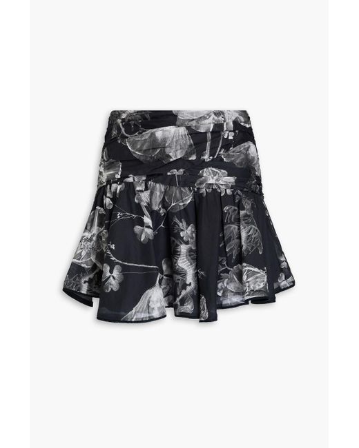 Charo Ruiz Black Ligey minirock aus voile aus einer baumwollmischung mit floralem print und rüschen