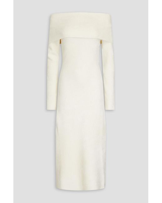Altuzarra White Off-the-shoulder Stretch-velvet Midi Dress