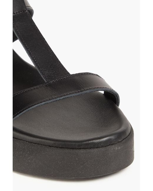Ancient Greek Sandals Black Myrto Leather Platform Sandals