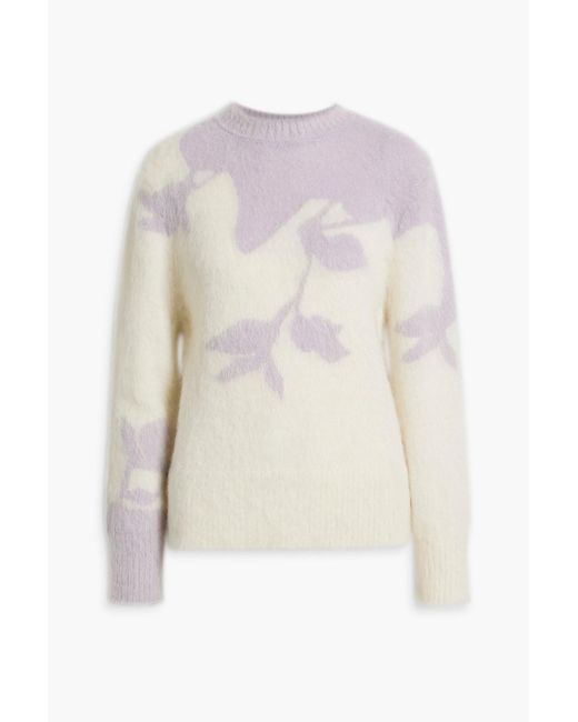 Erdem White Salma Intarsia Mohair-blend Sweater
