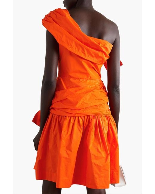 Molly Goddard Orange Meredith One-shoulder Bow-detailed Taffeta Mini Dress