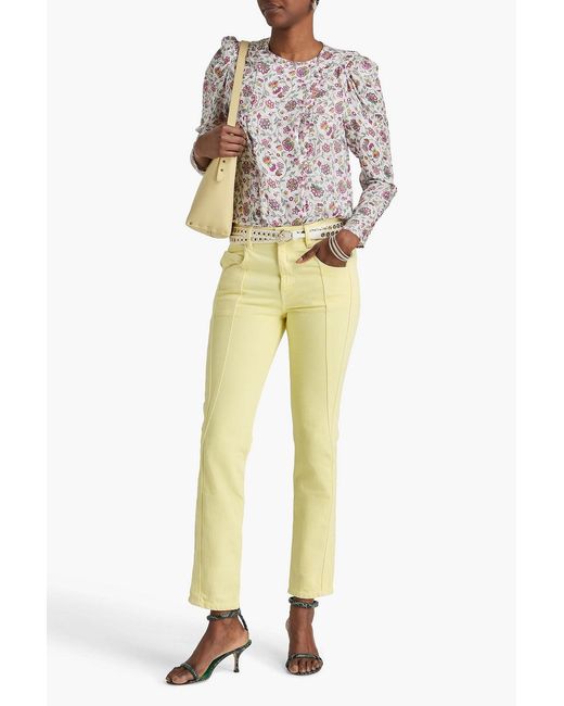 Isabel Marant Yellow Vikira High-Rise Slim-Leg Jeans