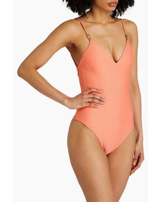 Heidi Klein Orange Portofino Stretch-piqué Swimsuit