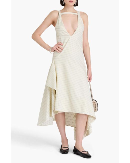 J.W. Anderson White Maxikleid aus twill aus einer wollmischung mit nadelstreifen und cut-outs