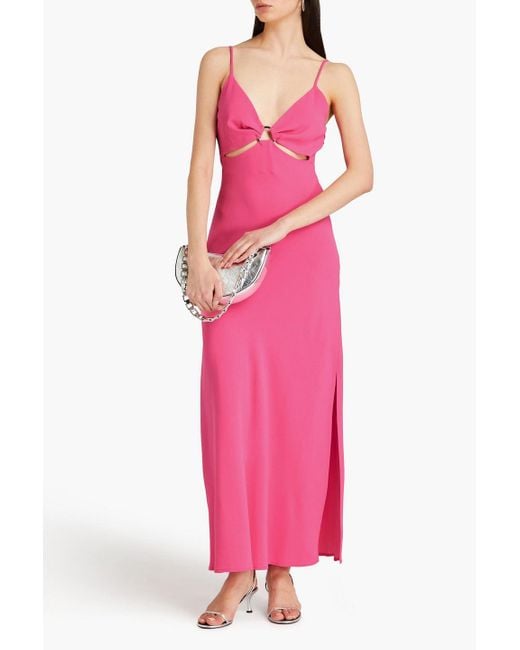 Claudie Pierlot Pink Cutout Cady Maxi Slip Dress