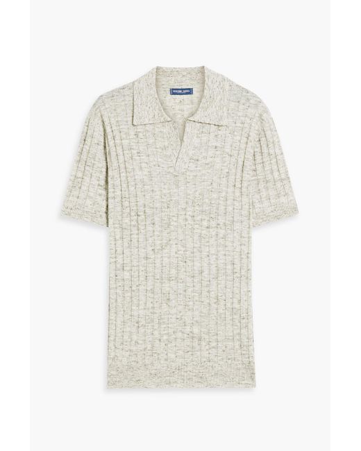 Frescobol Carioca White Rino Slim-fit Ribbed Cotton-blend Polo Shirt for men