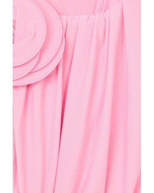 Magda Butrym Pink Strapless Floral-appliquéd Stretch-jersey Maxi Dress