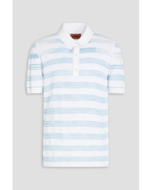 Missoni Blue Striped Crochet-knit Cotton-blend Polo Shirt for men