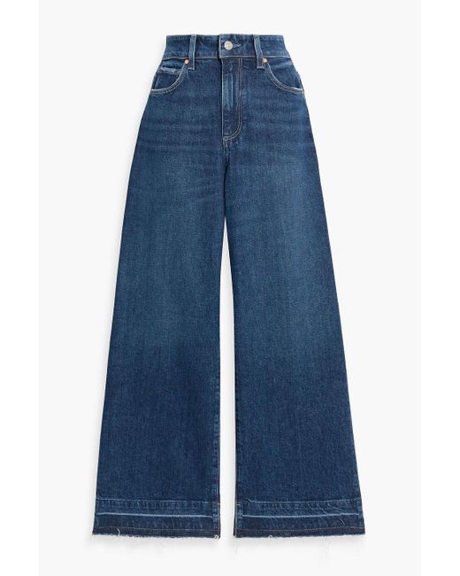 PAIGE Women's Blue Alana Cropped Distressed High-Rise Wide-Leg Jeans