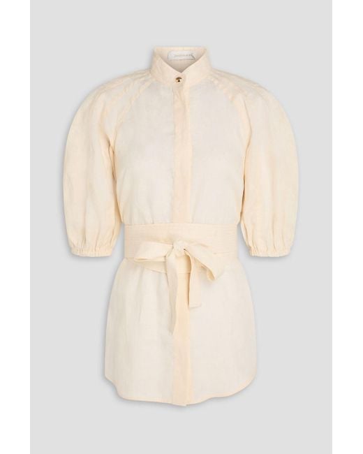 Zimmermann Natural Belted Linen Shirt