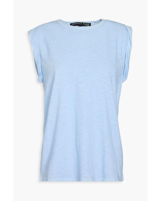 Veronica Beard Blue Dree Slub Pima Cotton-jersey Top