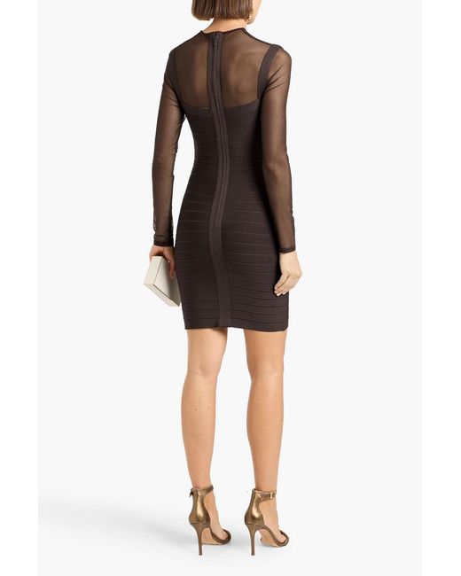 Herv Lger Amy Mesh-Paneled Bandage Mini Dress in Black | Lyst