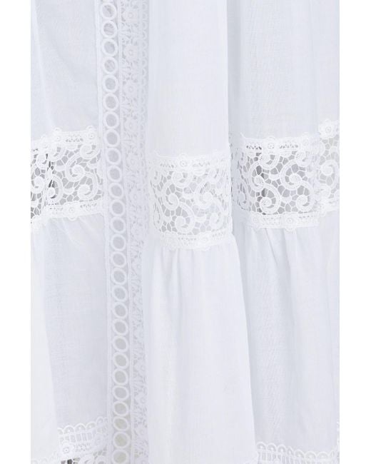 Charo Ruiz White Claire kaftan aus voile aus einer baumwollmischung mit spitzenbesatz