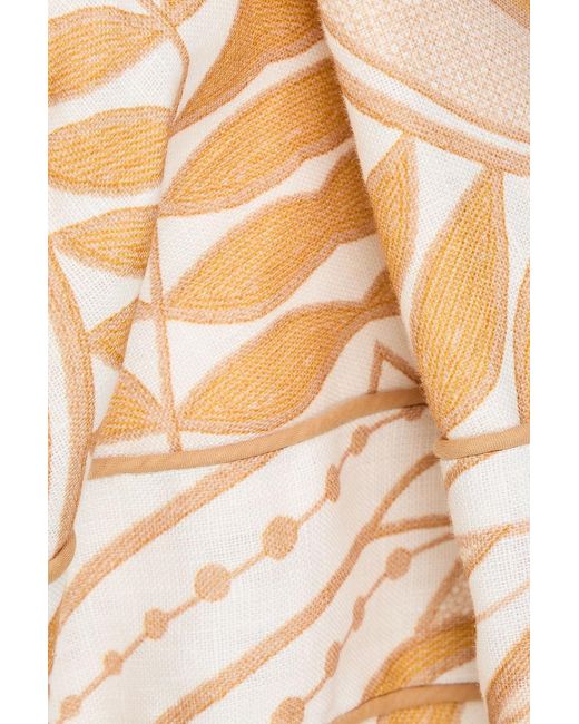 Farm Rio Natural Belted Printed Linen Mini Dress
