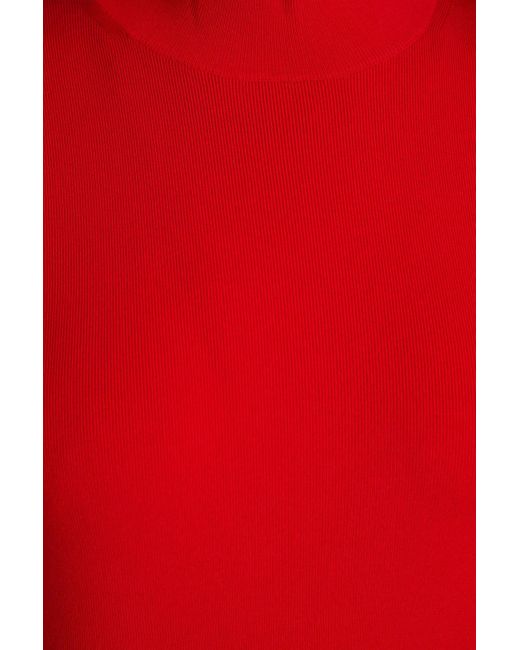 Victoria Beckham Red Maxikleid aus stretch-strick mit stehkragen und cut-outs