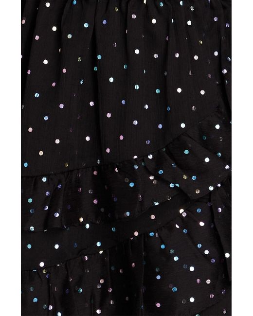 Elliatt Black Antonella asymmetrisches minikleid aus krepon mit polka-dots und metallic-effekt