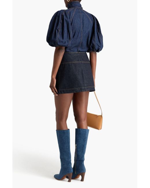 Zimmermann Blue Gathered Denim Blouse