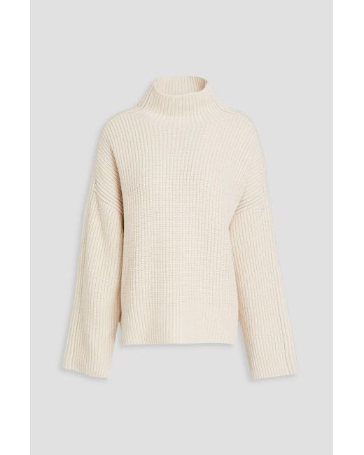 Rag & Bone White Connie Ribbed Wool Turtleneck Sweater