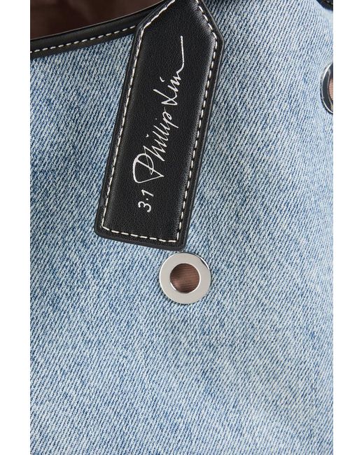 3.1 Phillip Lim Blue Eyelet-Embellished Denim Shoulder Bag