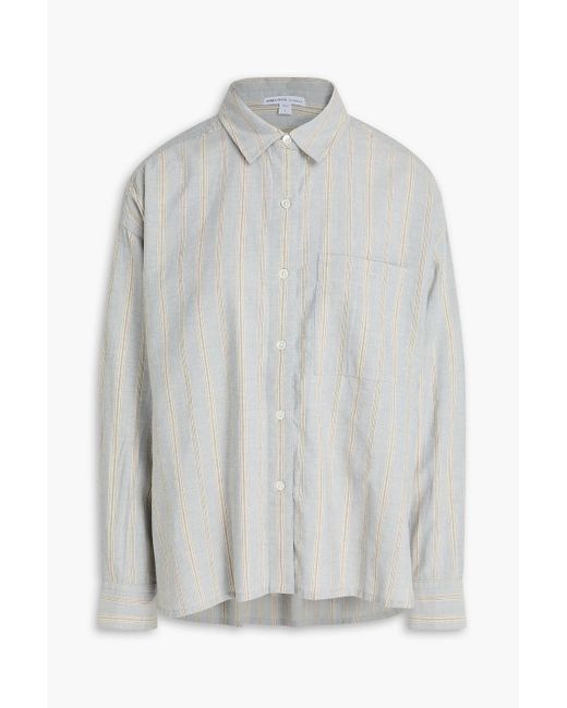 James Perse White Striped Cotton And Linen-Blend Shirt