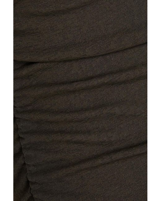 Nanushka Black Cardia midikleid aus stretch-jersey mit rückenausschnitt und raffungen
