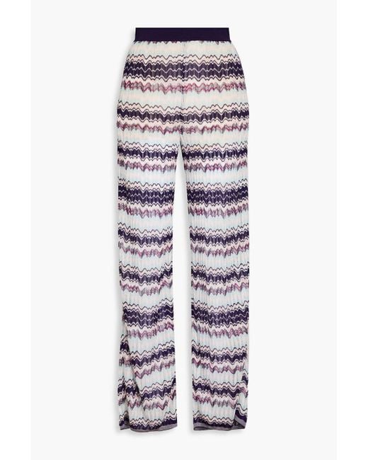 Missoni Blue Crohet-knit Straight-leg Pants