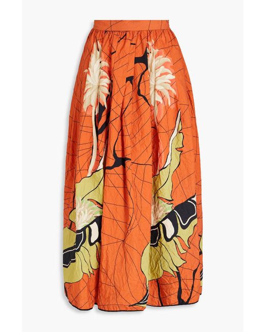 Gentry Portofino Orange Printed Cotton Maxi Skirt