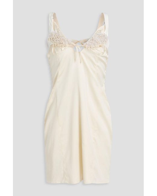 Jacquemus White Ciceri Embellished Satin-twill Mini Dress