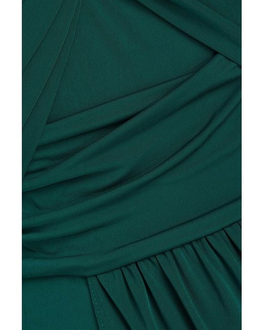 Zac Posen Green Twist-front Draped Jersey Gown