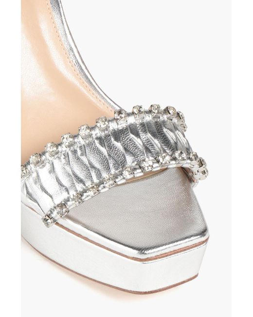 Sam Edelman White Ninette Crystal-embellished Leather Platform Sandals