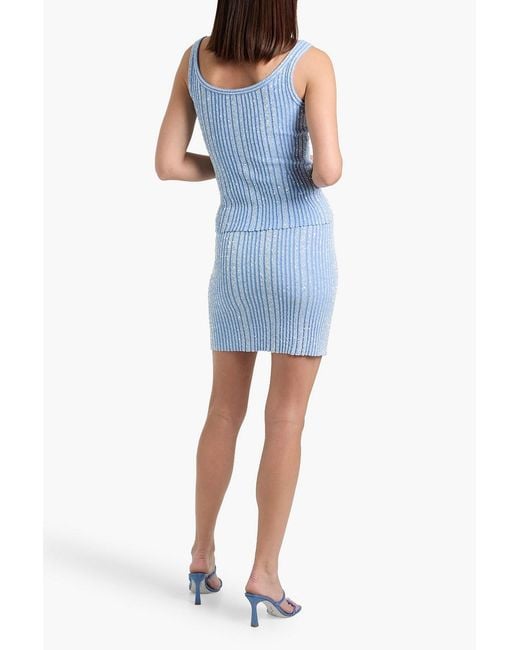 Missoni Blue Sequin-Embellished Ribbed-Knit Tank