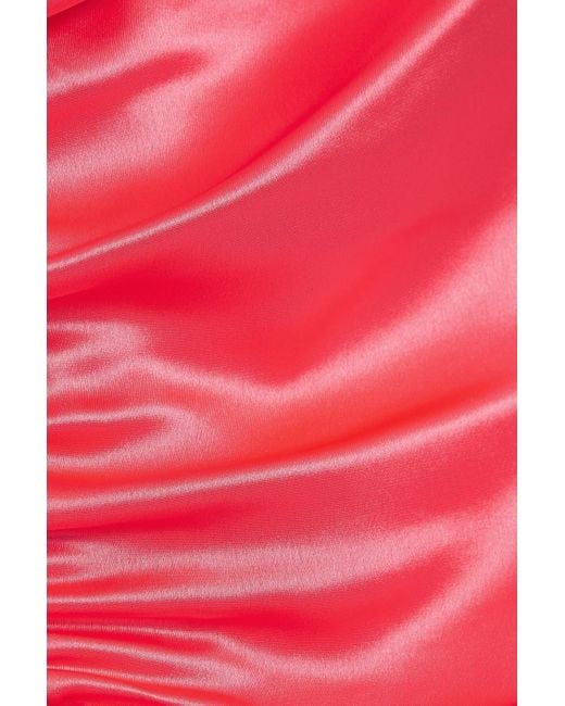 retroféte Pink Sabrina asymmetrisches neckholder-maxikleid aus satin mit raffungen