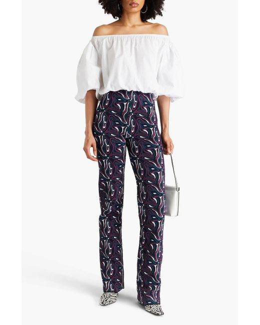 Emilio Pucci Blue Jacquard-knit Bootcut Pants