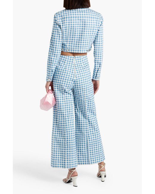 Emilia Wickstead Blue Ignis Cropped Gingham Cotton-twill Jacket
