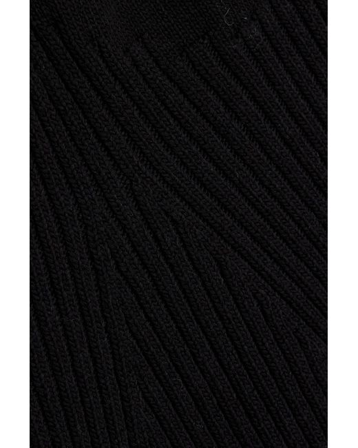 Jil Sander Black Ribbed-knit Cotton-blend Top