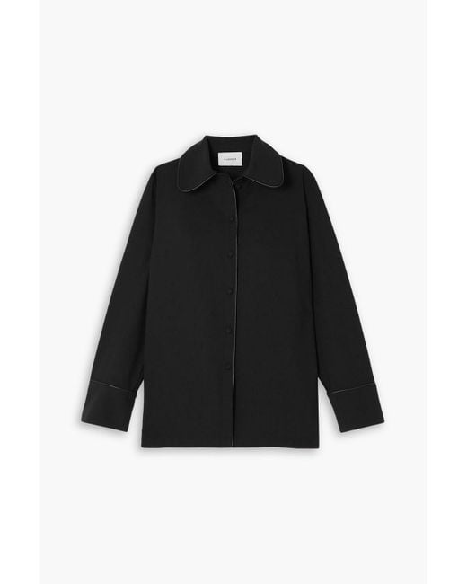 Sleeper Black Off The Duty Piped Crepe Pajama Shirt