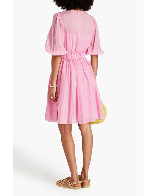 RED Valentino Pink Gathered Cotton-mousseline Dress