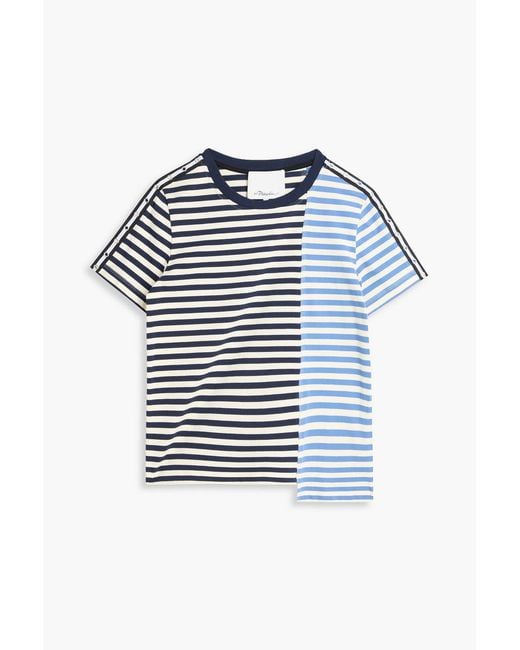 3.1 Phillip Lim Blue Patchwork Striped Cotton-Jersey T-Shirt