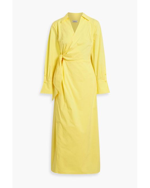 Jonathan Simkhai Yellow Briar Wrap-Effect Cotton-Blend Poplin Maxi Shirt Dress