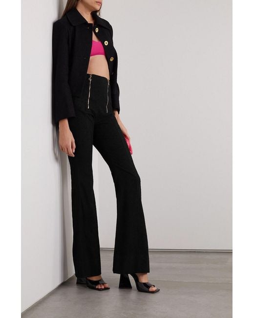Patou Black Terry Flared Pants