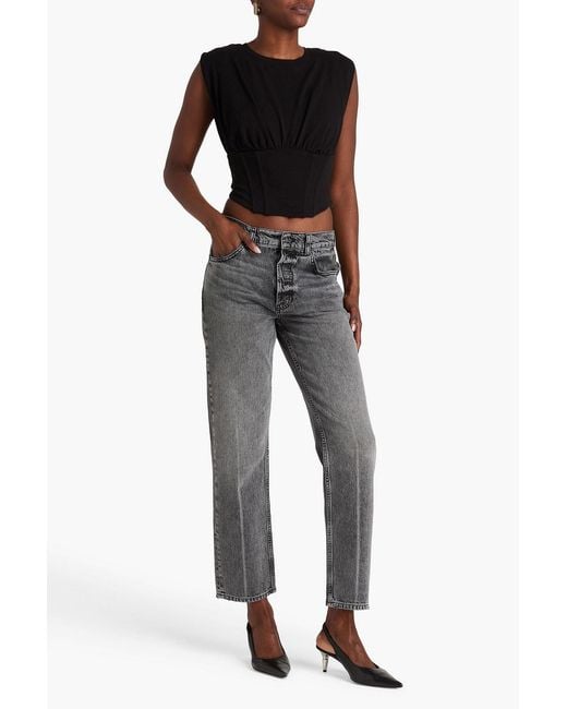 Anine Bing Gray Kate Mid-rise Straight-leg Jeans