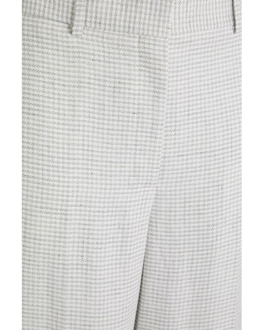 Theory White Houndstooth Linen-blend Wide-leg Pants