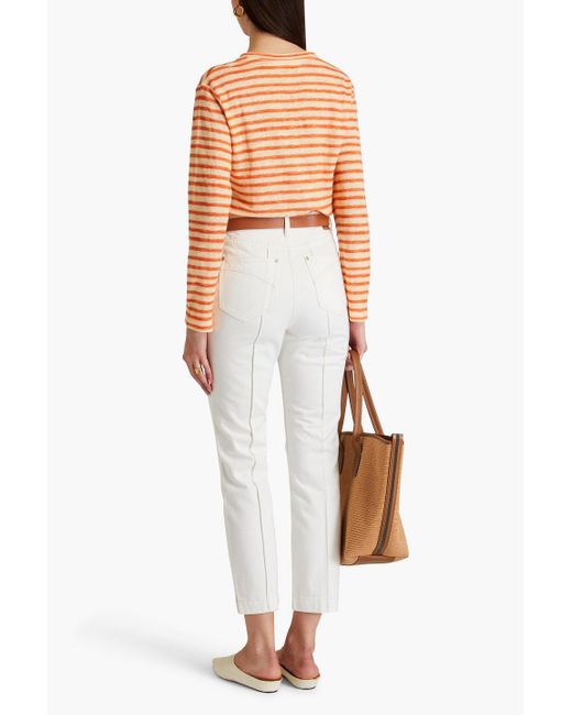 Zimmermann Orange Striped Linen-jersey Top