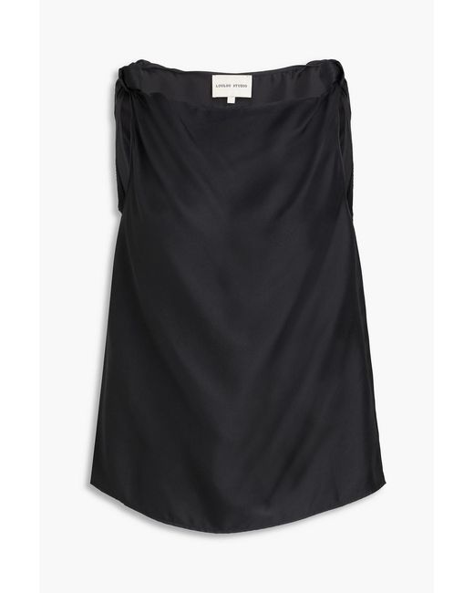 Loulou de Saison Black Remy Knotted Silk-twill Top