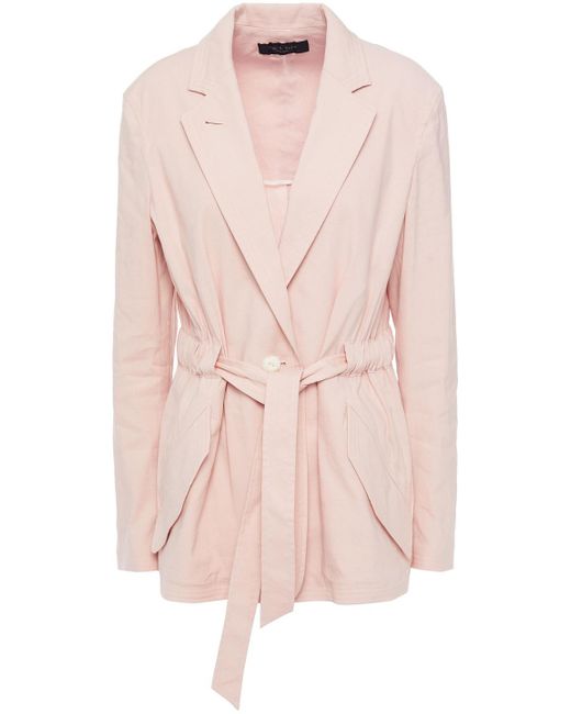 Rag & Bone Pink Cameron Belted Linen-blend Canvas Blazer