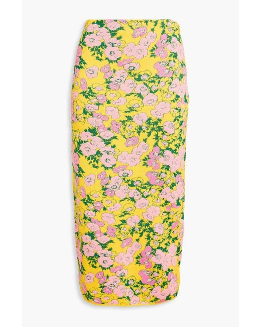 Carolina Herrera Yellow Jacquard-knit Midi Skirt