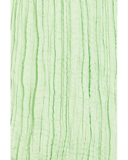 Maje Green Plissé-satin Mini Dress