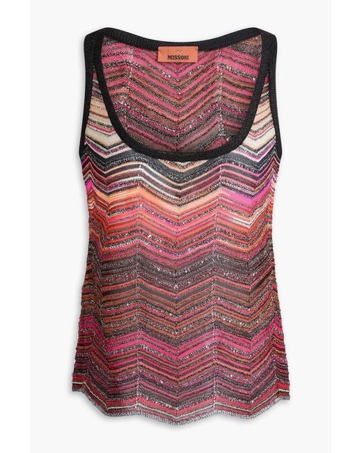Missoni Purple Metallic Sequin-Embellished Crochet-Knit Tank