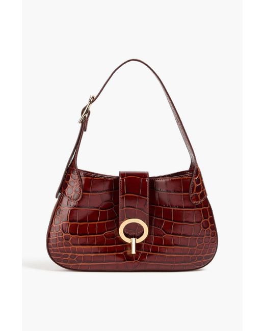 Sandro Red Janet Croc-effect Leather Shoulder Bag