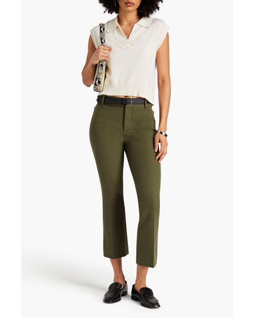 FRAME Green Le Crop Mini Boot Cropped Stretch Cotton-twill Bootcut Pants